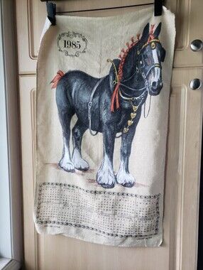 1985 Vintage 1085 Kitchen Towel Calender Black Draft Horse
